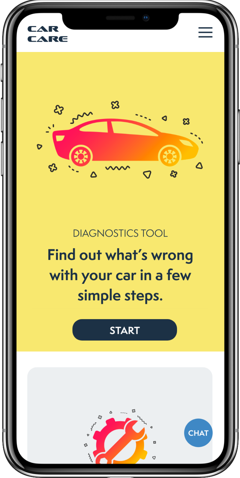 Mockup of Car Care website.